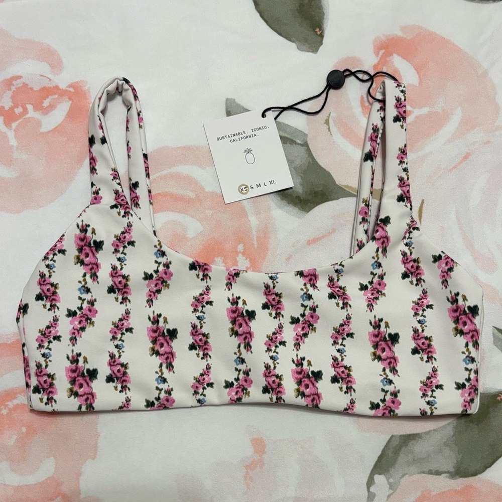 Skatie Mya Bikini Top in pattern Oxford (XS) NWT